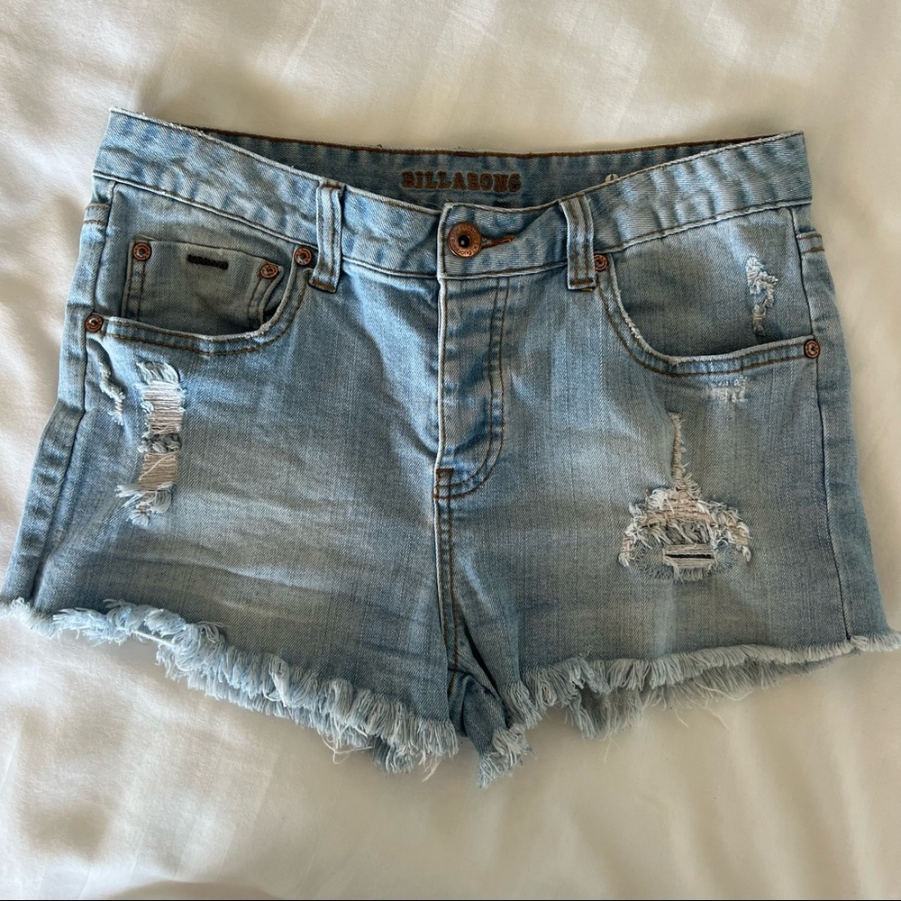 Billabong High-Waisted Light Wash Denim Shorts 5